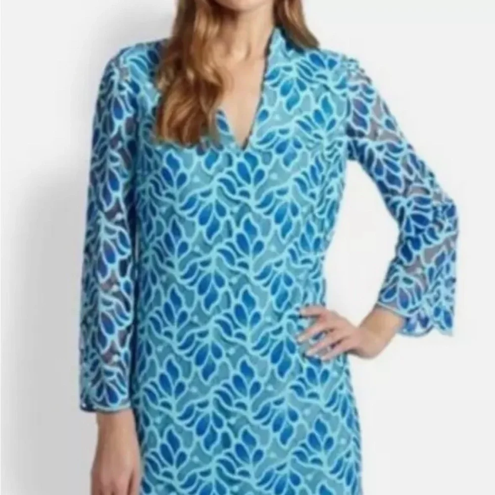 Lilly Pulitzer Devina Blue Lace Shift Dress Women's 8 - Picture 3 of 8